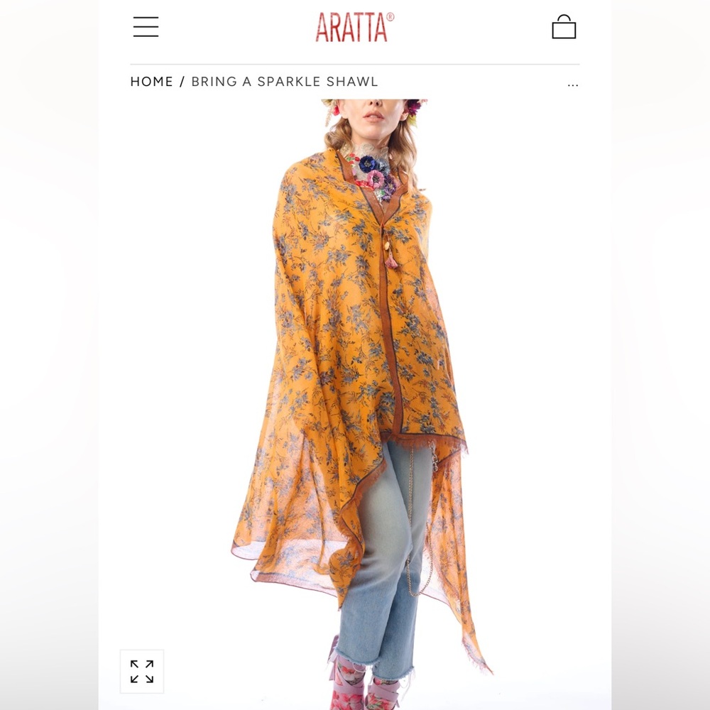 Aratta Women's Copper Floral Shawl